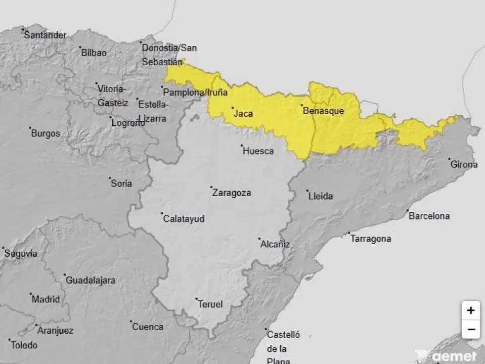 20260126 Aviso amarillo AEMET pirineo oscense