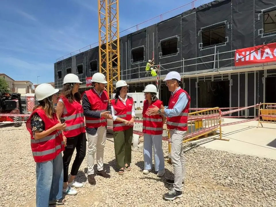 20260619 Huesca Claver, Ibort y Comenge en la visita a las obras de Valentia en Monz&oacute;n