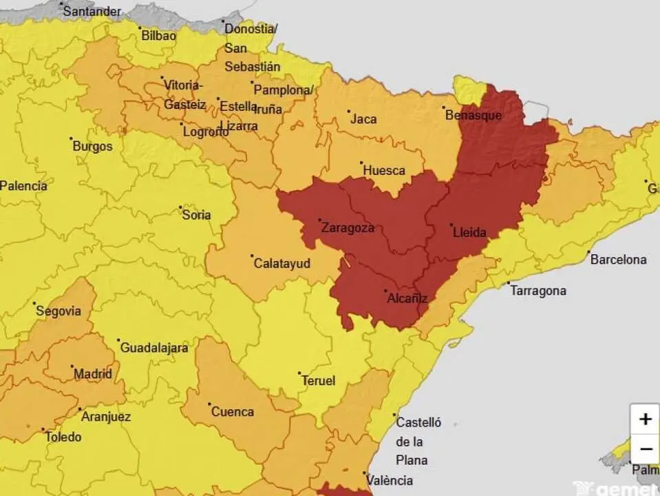 20260706 AEMET aviso rojo maximas Huesca
