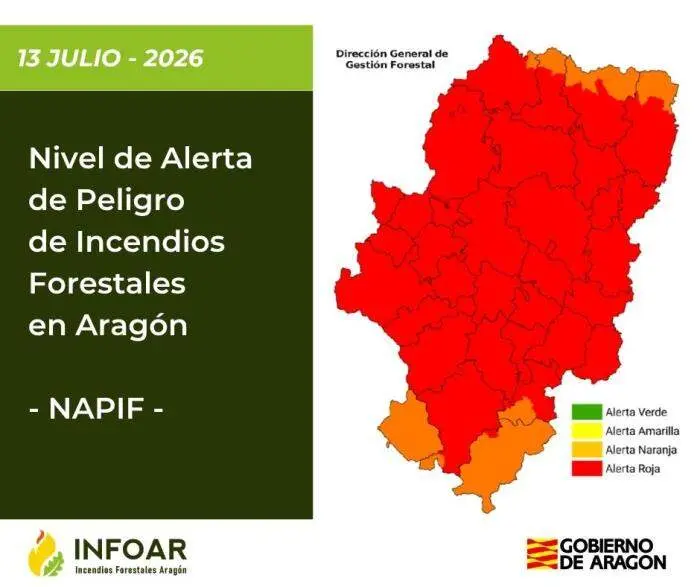 20260713 alerta roja Aragon incendios forestales