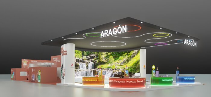 Recreación virtual del stand de FITUR 2026.